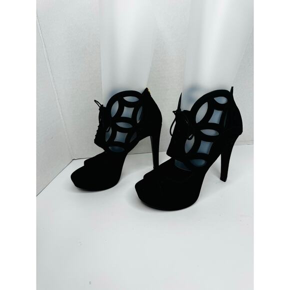 Louis Vuitton Black Suede Monogram Cut-Out Platform Sandals 120mm Heel Size 38 - Picture 14 of 14